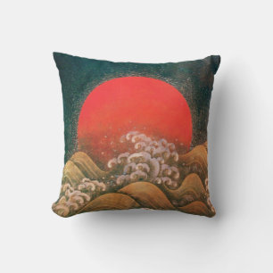 Coussin AMATERASU SOLEIL GODDESS rouge, jaune vert brun no