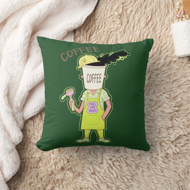 Coussin Amateur de café drôle – Carburant pour les idées (Couverture)