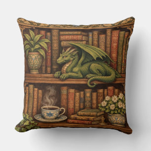 Coussin Amateur de café et de thé dragon étagère à livres 