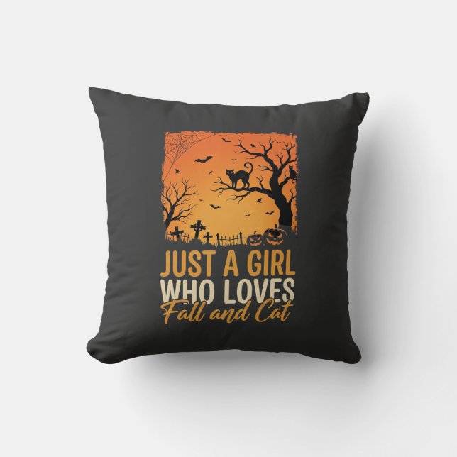Coussin Amateur de chat Halloween Graphique de coucher de  (Recto)