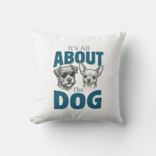 Coussin Amateur de chien drôle Gravure vintage Graphique_1