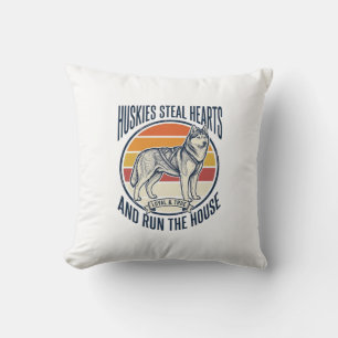 Coussin Amateur de chien Husky Gravure vintage drôle Propr
