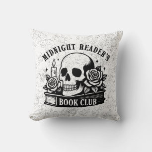 Coussin Amateur de livres de terreur gothique de minuit
