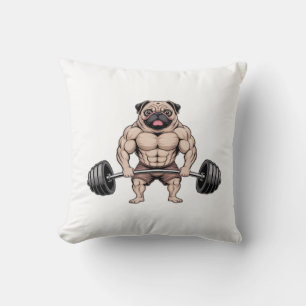 Coussin Amateur de musculation mignon Chien Carlin Musclé