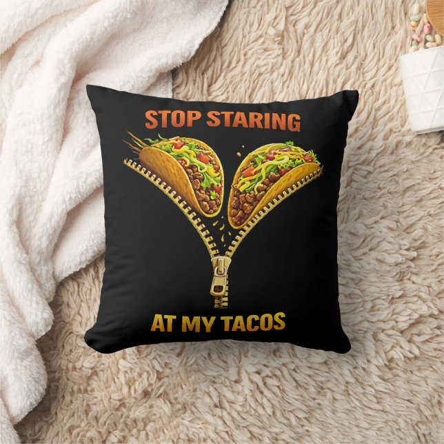 Coussin Amateur de tacos drôle arrêtez de regarder (Couverture)