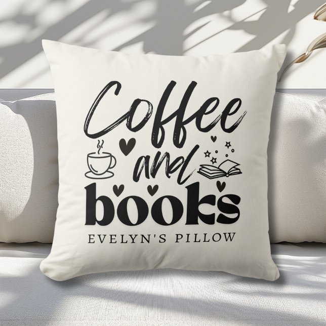 Coussin Amateurs de café et de livres Cute Personnalisé (Créateur téléchargé)