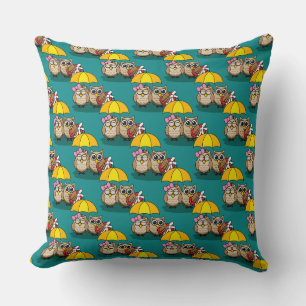 Coussin Amateurs de chouette avec parapluie et boîte de ch