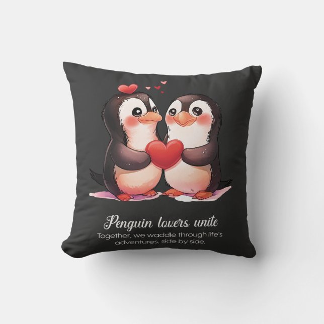 Coussin Amateurs de pingouins - Saint Valentin (Recto)