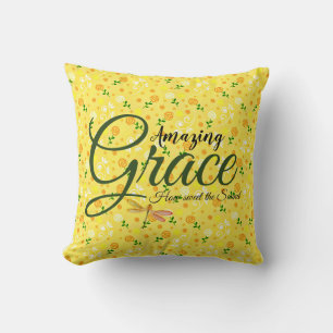 Coussin Amazing Grace fleurs jaunes de printemps