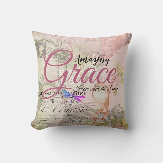 Coussin Amazing Grace rose vintage  (Recto)