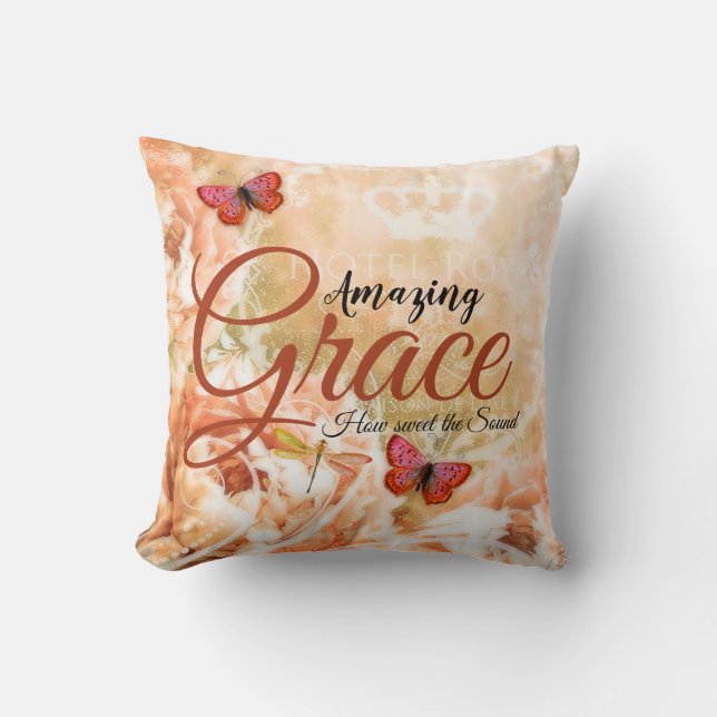 Coussin Amazing Grace Soft pêche florale  (Recto)