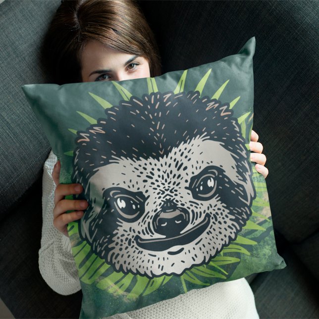 Coussin Amazonie tropicale de Sloth (Créateur téléchargé)