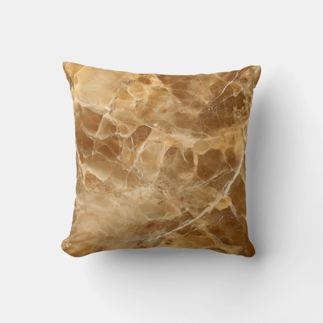 Coussin Amber Gold Marble Throw Pillow (Recto)