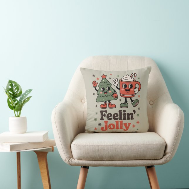 Coussin Ambiance de Noël rétro joyeuse et vintage  (Chaise)