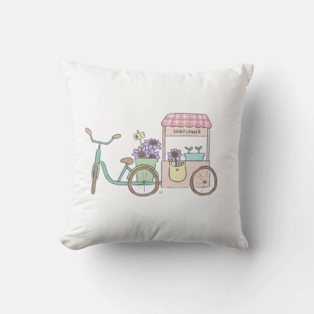 Coussin Ambiance Matinale Lofi Tournesol Art Rétro (Recto)