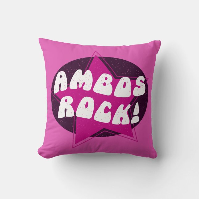 Coussin Ambos Rock Ambulant rose amusant (Recto)