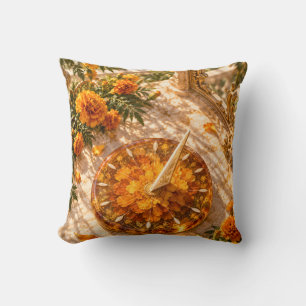 Coussin Ambre Calendrier Solaire Tournesol Doré Botanique