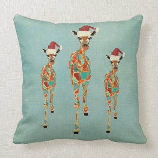 Coussin ambre et azuré de fête de girafes
