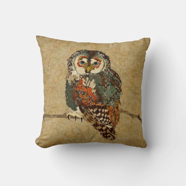 Coussin ambre turquoise de Mojo de hibou (Recto)