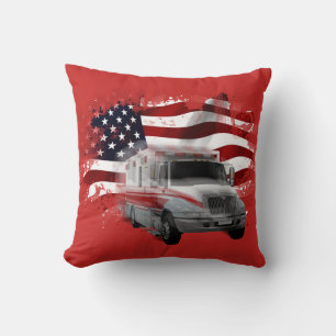 Coussin Ambulance de drapeau américain EMT Répondants de p