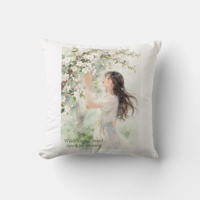 Coussin Âme de Fleur Sauvage – Fille dans un Jardin Printa (Recto)