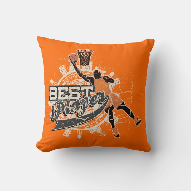 Coussin américain du basket-ball orange et gris (Recto)