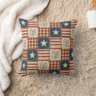 Coussin Américaine Patriotique Campagne Rustique Ferme Éto