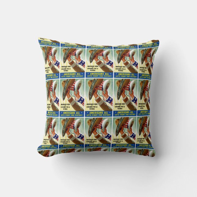 Coussin Américains unis ~ Luttons pour la victoire (Recto)