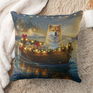 Coussin American Akita Christmas Festive Voyage