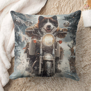 Coussin American Akita Dog équitation moto Noël