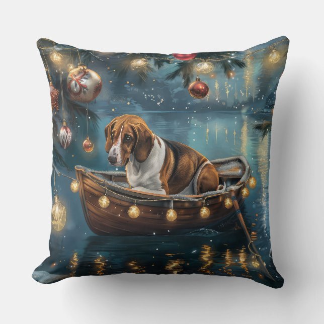 Coussin American English Foxhound Christmas Festive Voyage (Recto)