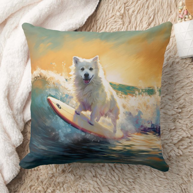 Coussin American Eskimo Beach Surf Peinture (Couverture)