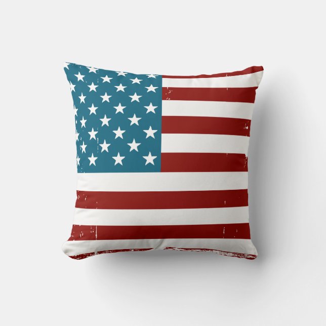 Coussin American Flag étoiles rayures rouge blanc bleu (Recto)