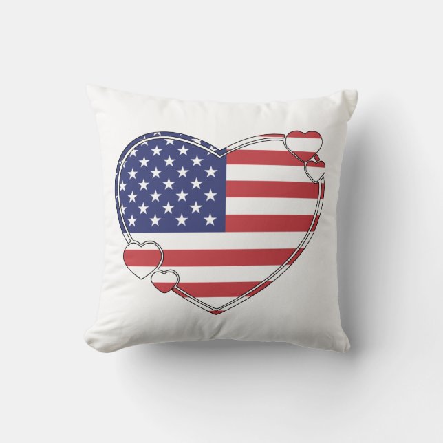 Coussin American Flag Heart (Recto)
