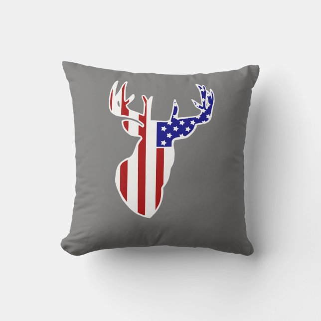 Coussin American Flag Whitetail Buck (Recto)