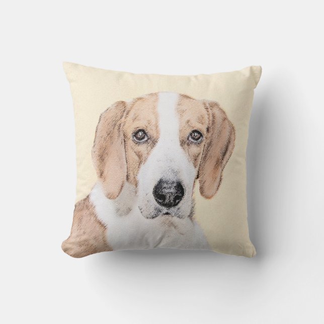 Coussin American Foxhound Paining - Cute Original Dog Art (Recto)