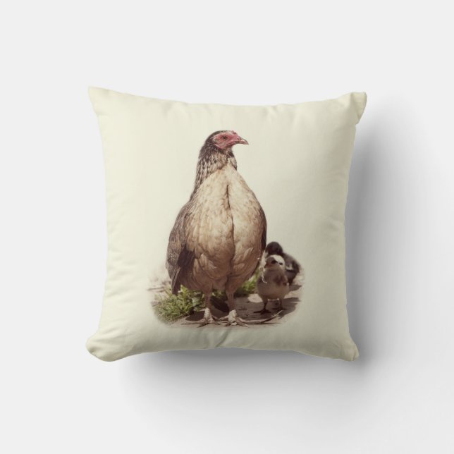 Coussin American Game Hen et poulets de bébé (Recto)