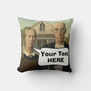 Coussin American Gothic 1930 Grant Wood célèbre peinture