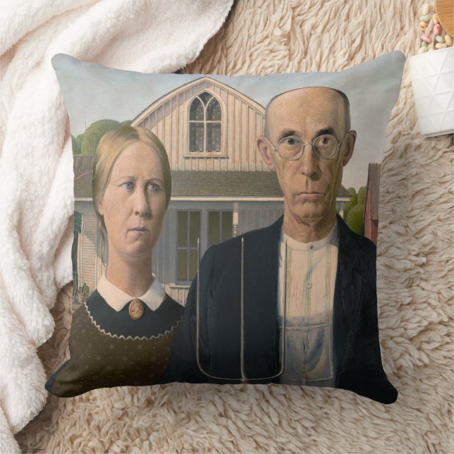 Coussin American Gothic : Vie rurale pauvre paysan (Couverture)