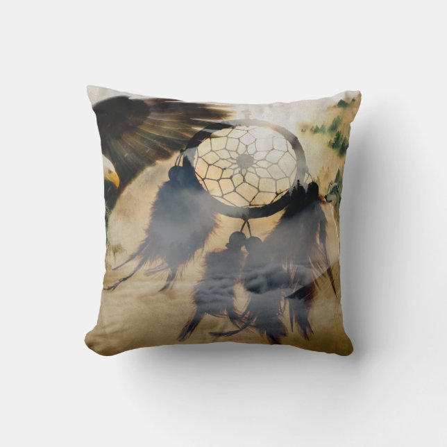 Coussin American Indian Dream Catcher, Wolf Eagle Cushion (Recto)