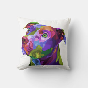 Coussin American Pitbull Terrier Pop Portrait d'art pour c