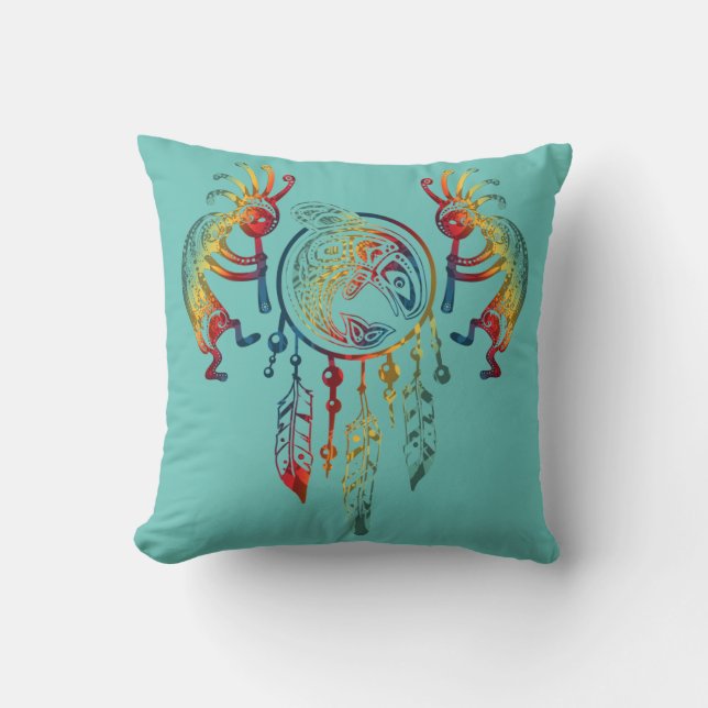 Coussin Amérindien Kokopelli Whale Dreamcatcher 1 (Recto)