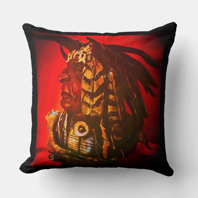 Coussin Amérindien "médecin Crow" (Recto)