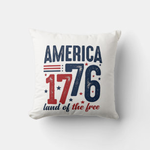 Coussin Amérique 1776 Terre de liberté Vintage Patriote Sh