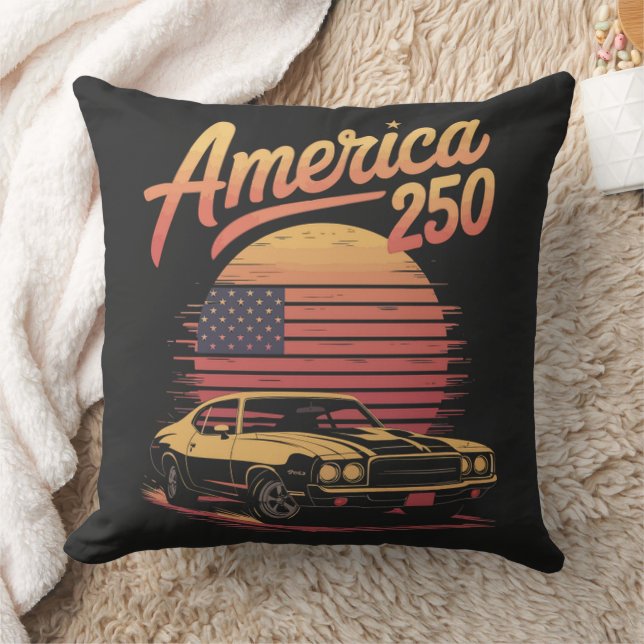 Coussin Amérique 250 US Rétro Coucher de soleil (Couverture)