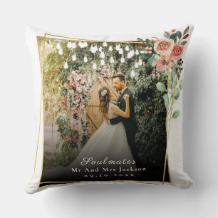 Coussin Âmes sœurs Je t'aime Photo de mariage Saint-Valent