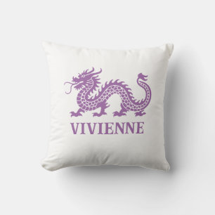 Coussin Amethyst Purple Chinoiserie Dragon Nom personnalis