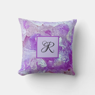 Coussin Améthyste Éclats de quartz violet Gemstone Monogra