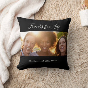 Coussin Amis BFF photo noms noir