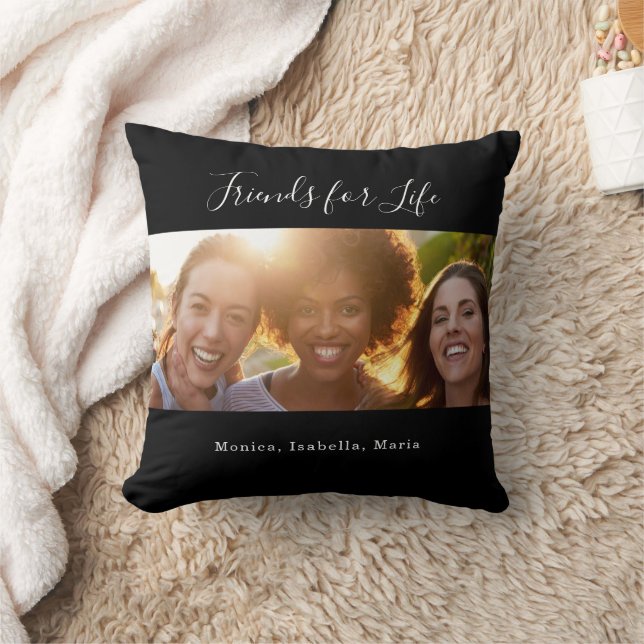 Coussin Amis BFF photo noms noir (Couverture)